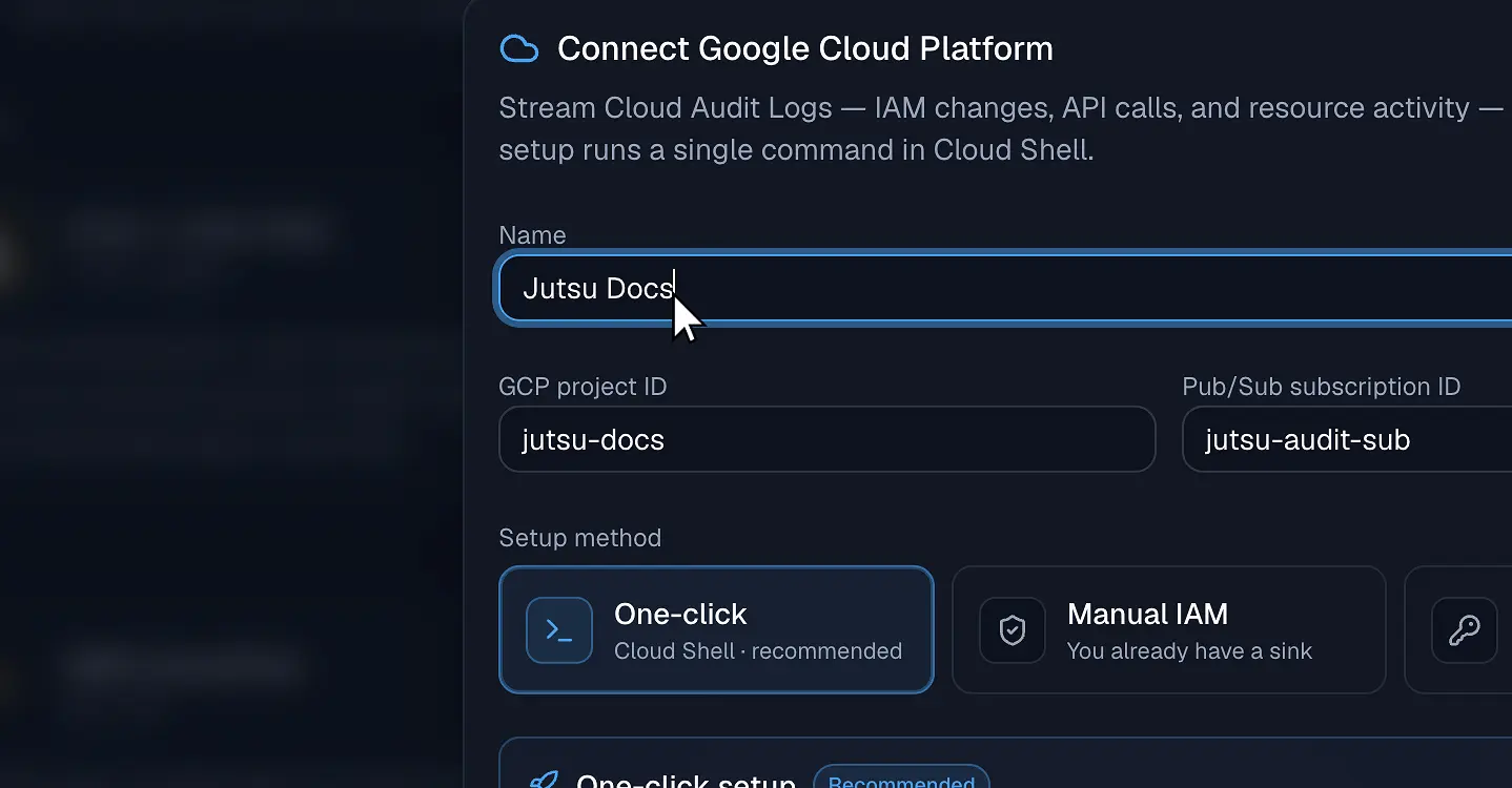 Figure 6. Enter the integration name and Google Cloud project ID.