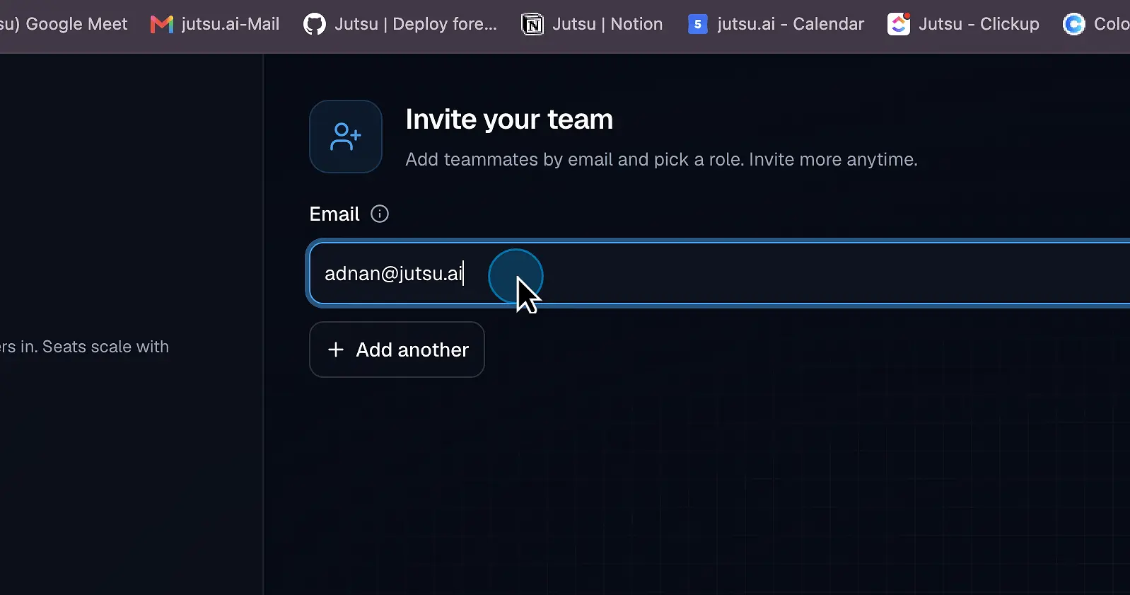Figure 12. Enter an email and add more invitation rows as needed.