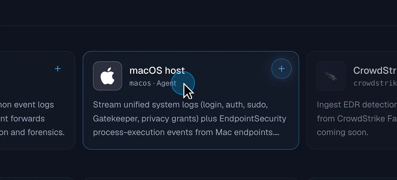 Figure 2. Select the macOS host data source.