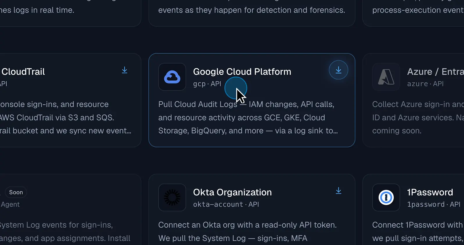 Figure 5. Select the Google Cloud Platform integration.