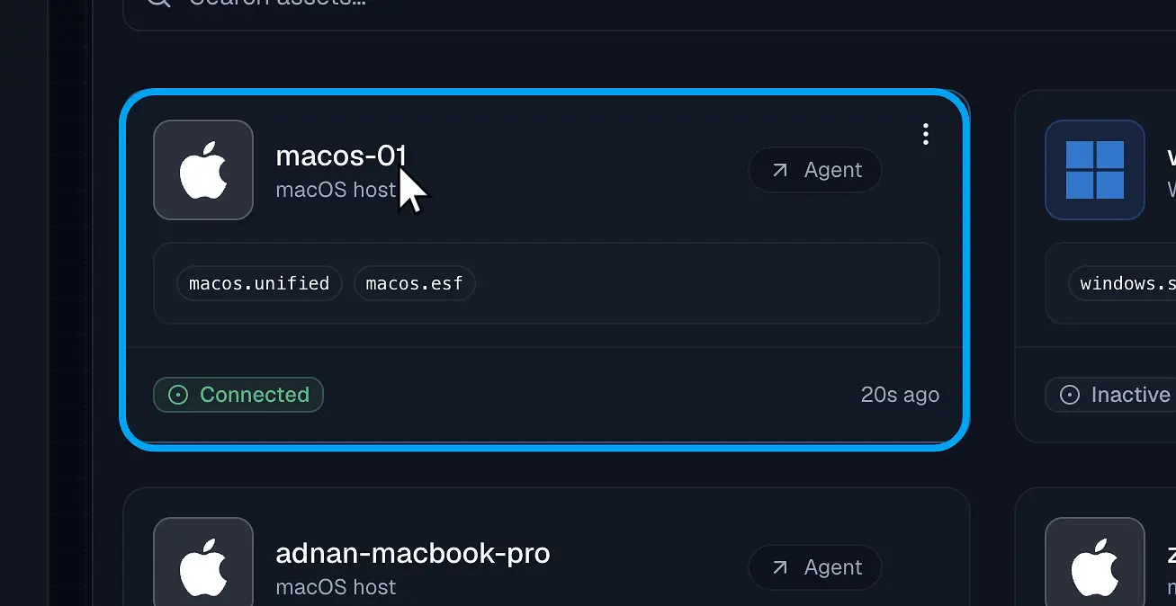 Figure 7. The macOS asset is connected in Assets.