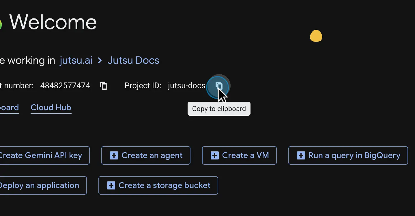 Figure 3. Copy the Project ID from the project welcome page.