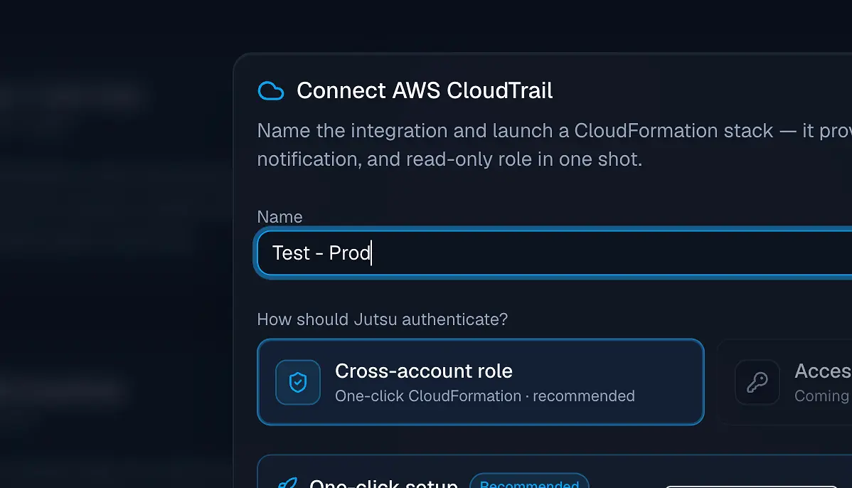 Figure 3. Name the integration and keep Cross-account role selected.