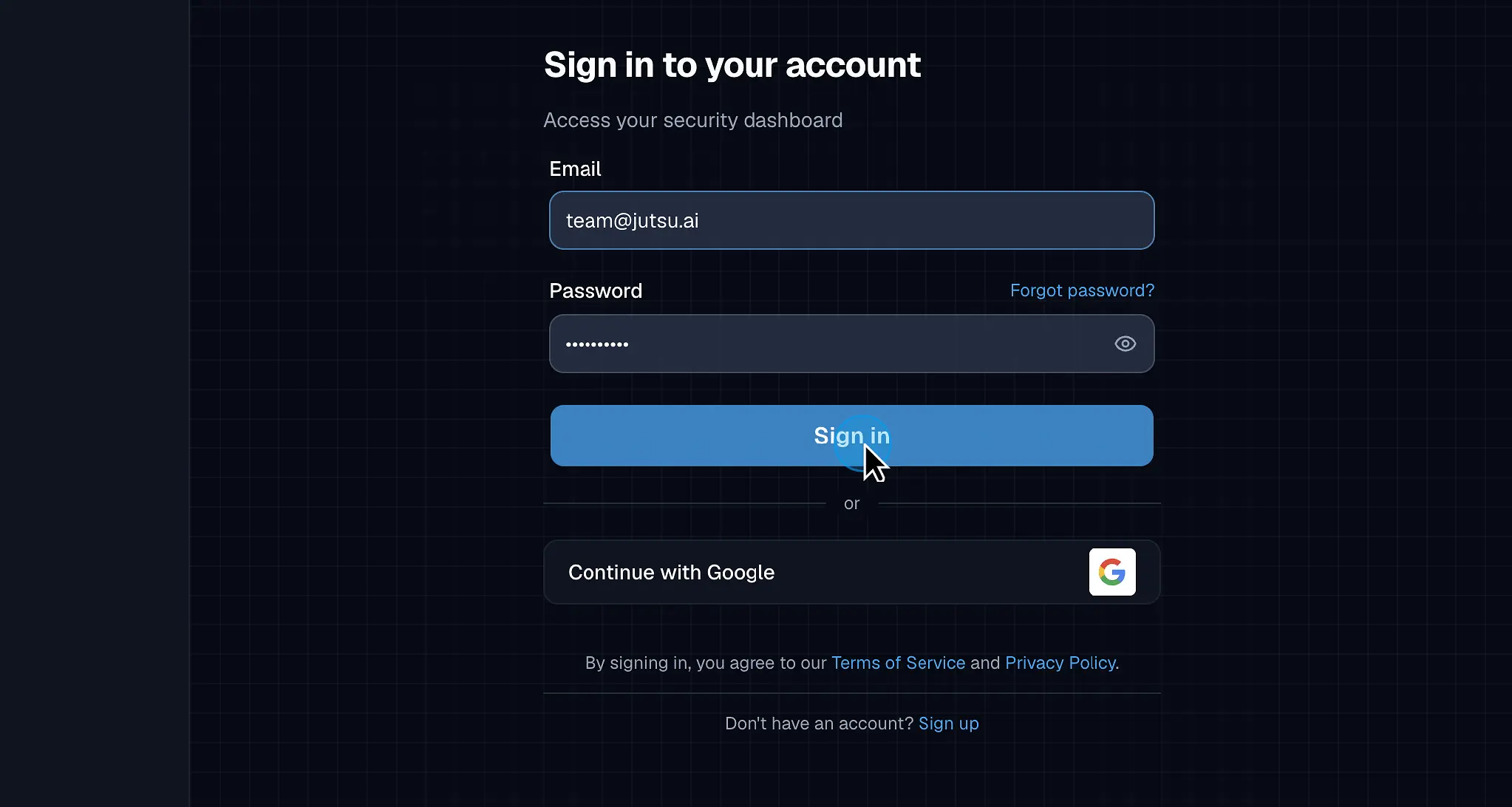 Figure 5. Sign in with your verified Jutsu account.