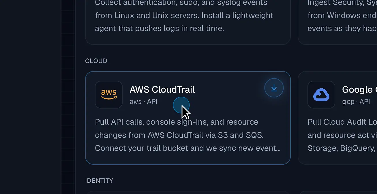 Figure 2. Select the AWS CloudTrail integration card.