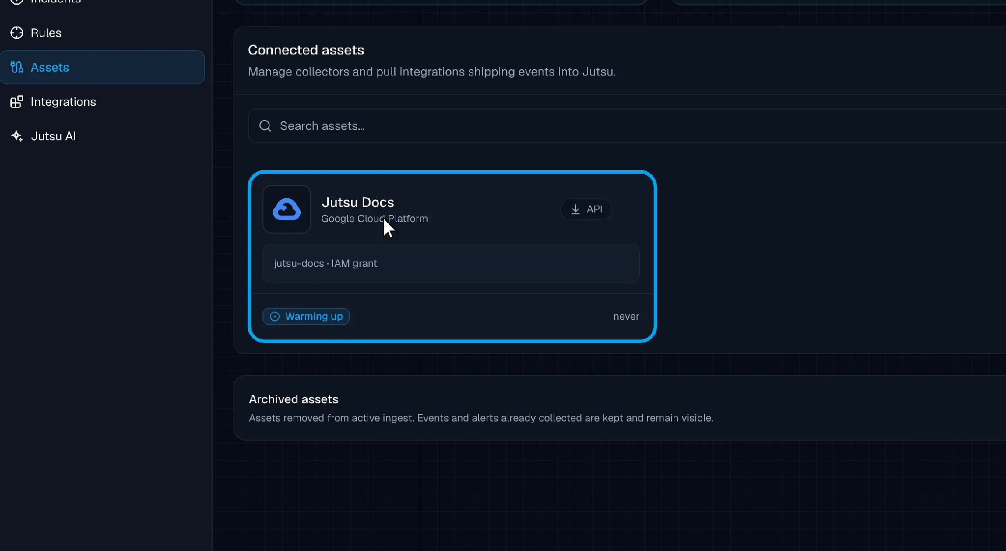 Figure 12. The Google Cloud asset is registered and warming up.