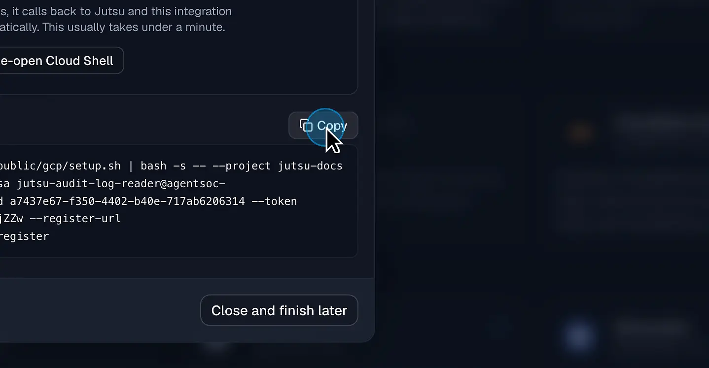 Figure 8. Select Copy to copy the generated command.