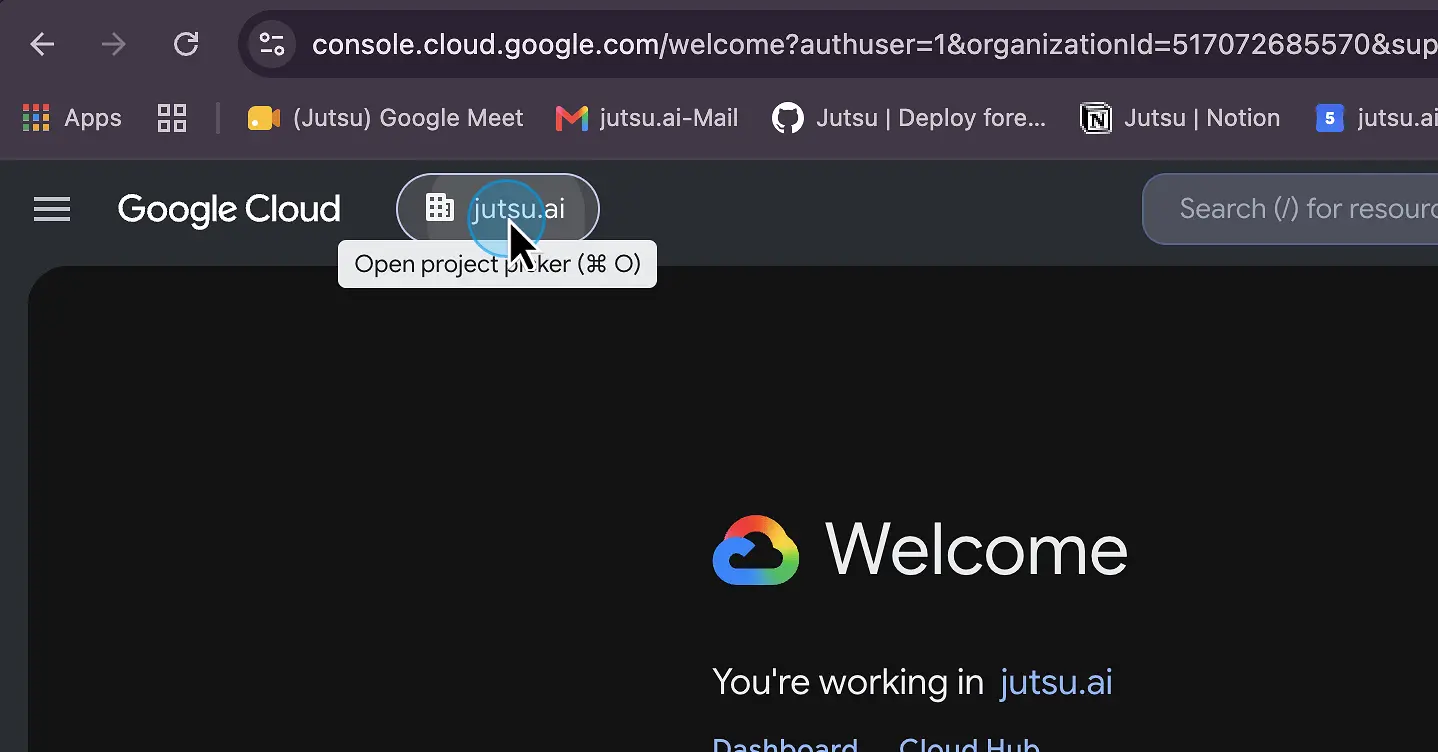 Figure 1. Open the Google Cloud project selector.