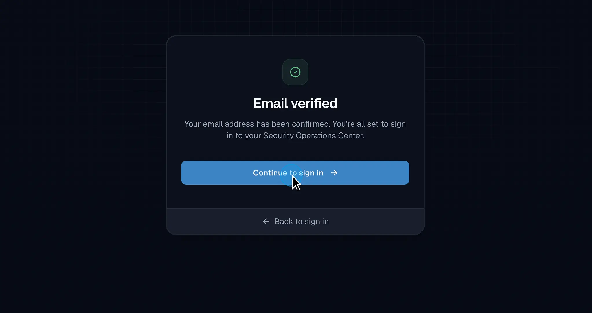 Figure 4. Email verification completed successfully.