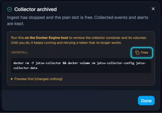Figure 18. Copy the uninstall command.