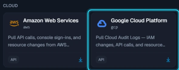Figure 2. Select the Google Cloud Platform card in the Cloud section.