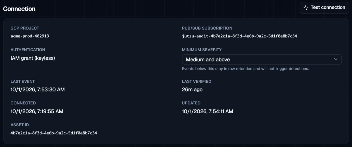 Figure 14. The connection's settings.