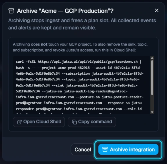 Figure 17. Confirm the archive. The cleanup command is shown here too.