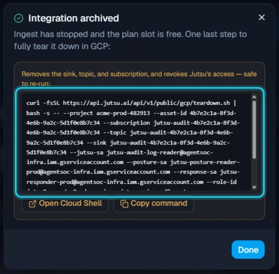 Figure 18. Copy the cleanup command.