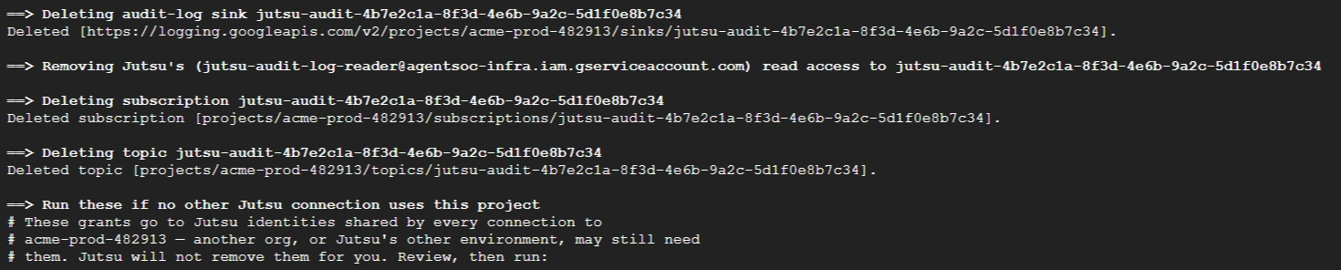 Figure 19. The cleanup command removed what the connection created.