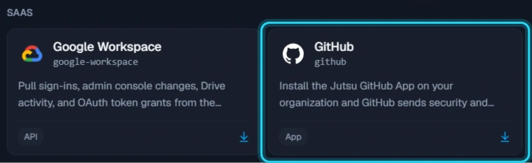 Figure 2. Select the GitHub card in the SaaS section.