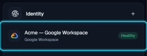 Figure 12. The Google Workspace connection under Identity on Connections.