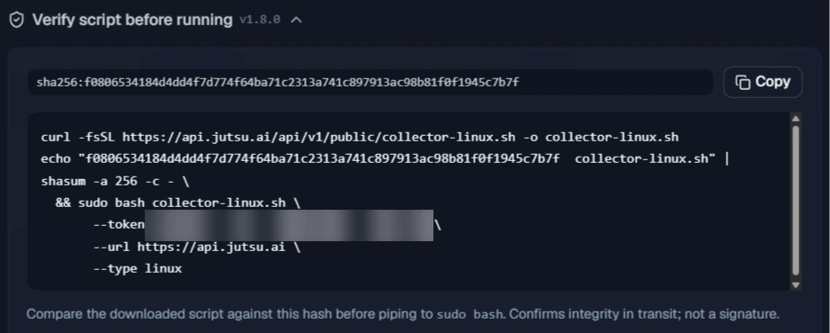 Figure 5. The Verify script command checks the installer's hash before it runs.