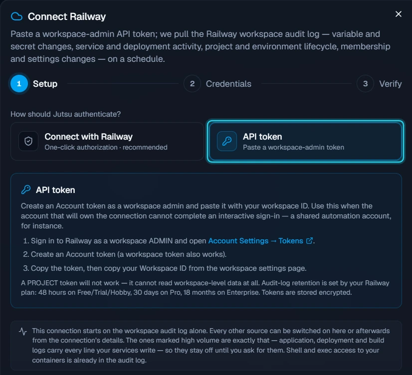 Figure 10. Choose API token, then select Continue.
